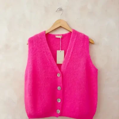 Gilet femme sans manches fuschia