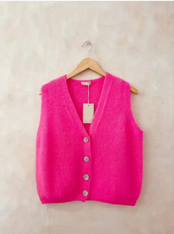 Gilet femme sans manches fuschia