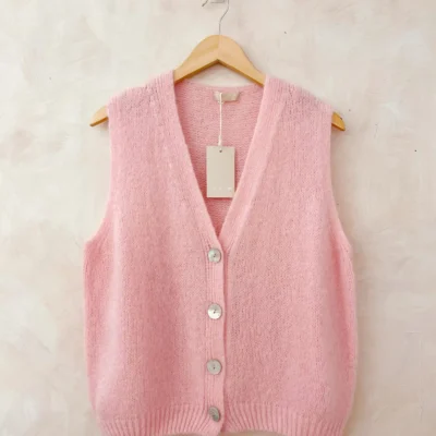Gilet femme sans manches rose