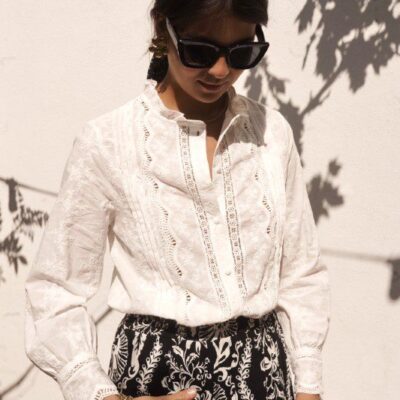 chemise femme blanche brodée