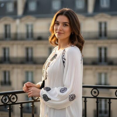 chemise femme brodee au style boheme blanche