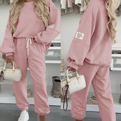 ensemble décontracté sweat et pantalon à cordon ajustable blush